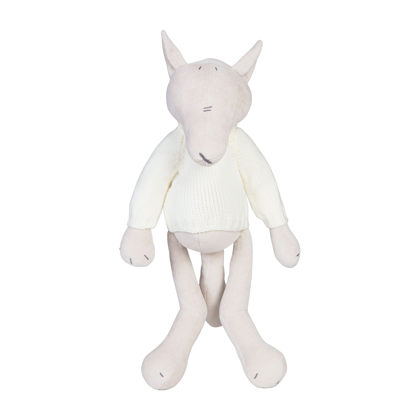 Peluche loup sable avec pull tricoté blanc Piotr - Adada