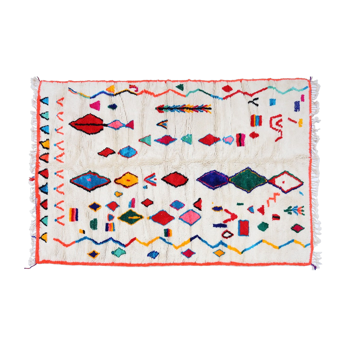 Carpet berbère in multicolored sheep's wool 250x150cm 30 - THEM