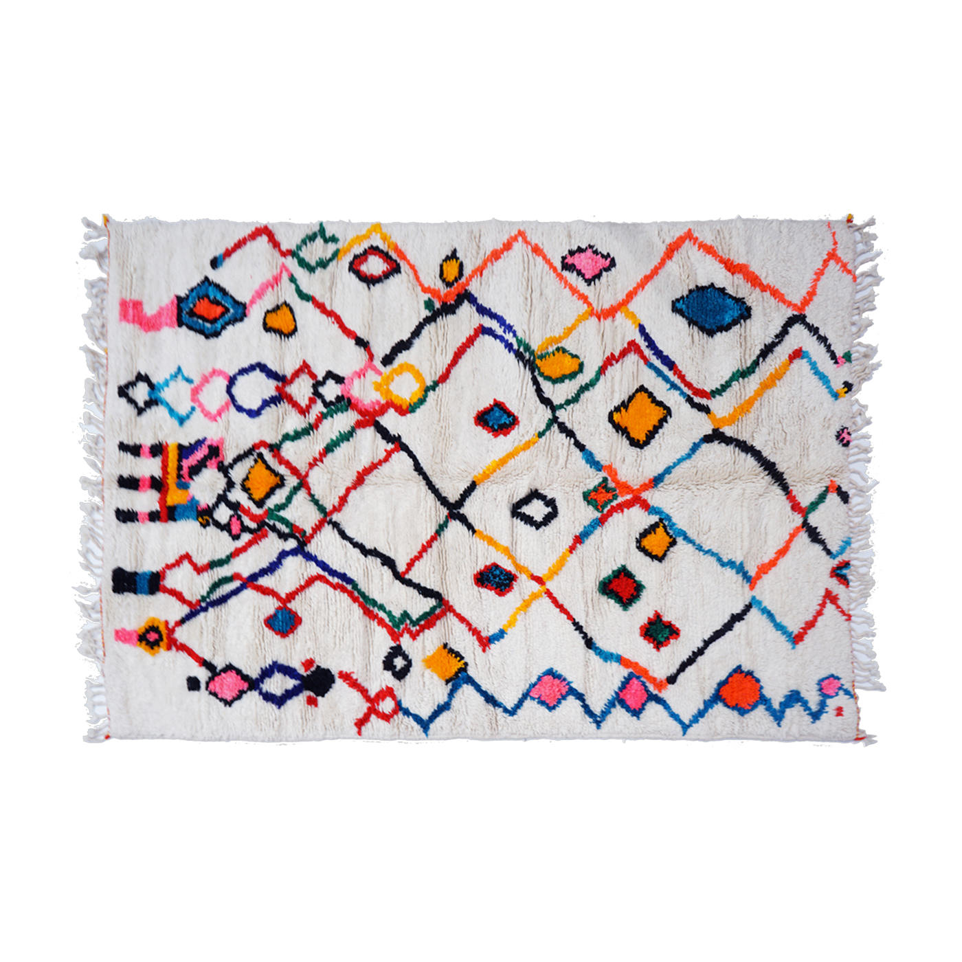 Carpet berbère in multicolored sheep's wool 250x150cm 37 - THEM