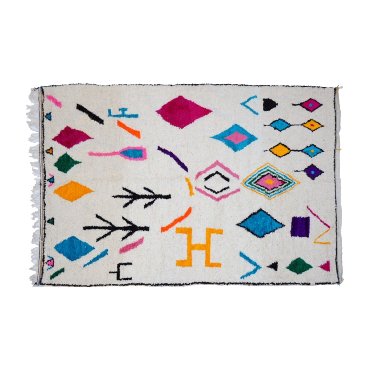 Carpet berbère in multicolored sheep wool 230x150cm 40 - - - - - - - -. THEM
