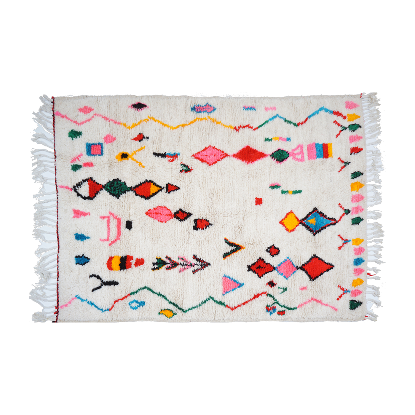 Carpet berbère in multicolored sheep's wool 250x150cm 44 - THEM