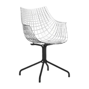 Meridiana - Silla con reposabrazos de policarbonato transparente y patas de acero Driade