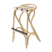 Tabouret de bar en rotin et assise multicolore 83x49cm Virage Large - ORCHID EDITION