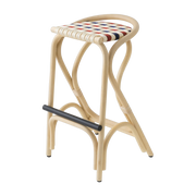 Bar stool in rotin gendarme blue and brick red seat 83x49cm Virage Large - ORCHID EDITION