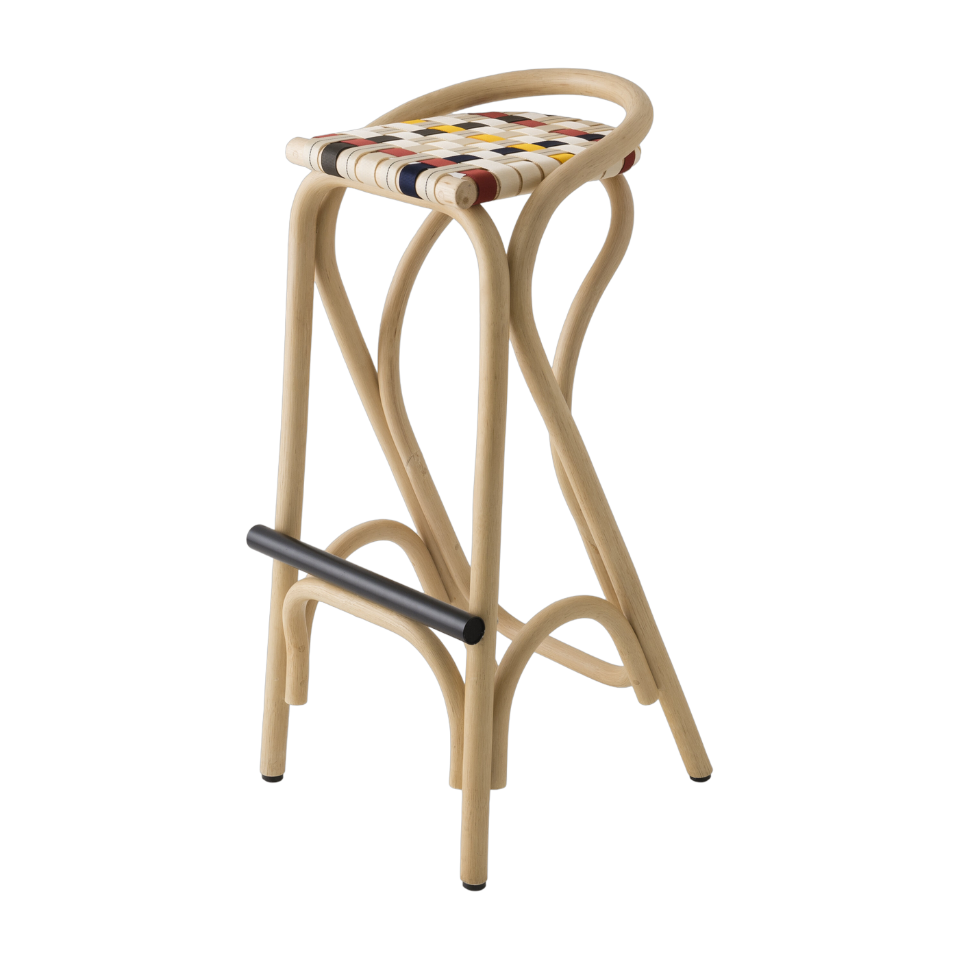 Bar stool in rotin and multicolored seat 83x44cm Virage - ORCHID EDITION
