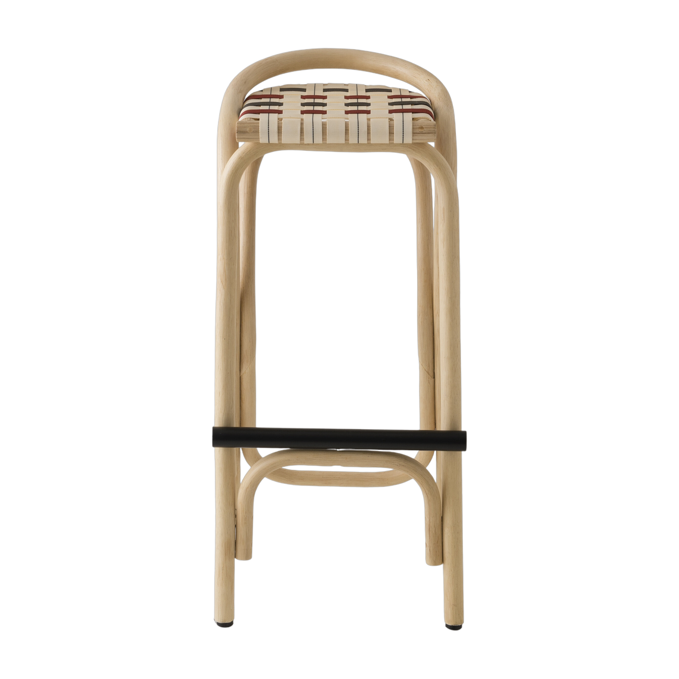 Bar stool in rotin and khaki green seat 83x44cm Virage - ORCHID EDITION