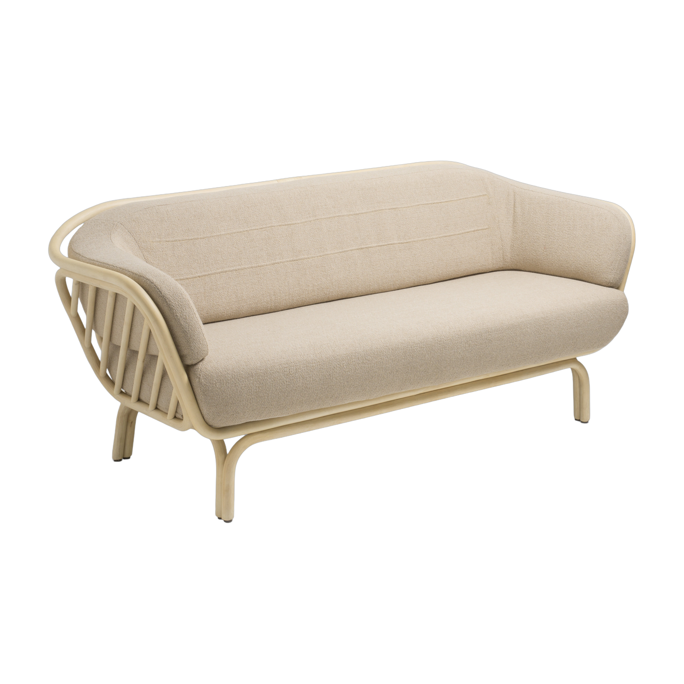 Sofa rotin in beige fabric brema 190cm Bôa Simple - ORCHID EDITION