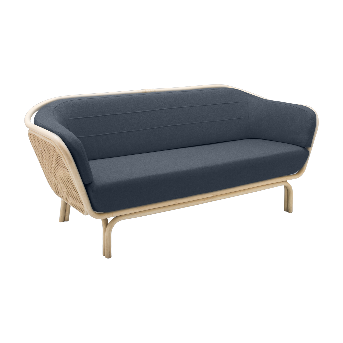 Sofa rotin and cannage mood blue 190cm Bôa - ORCHID EDITION