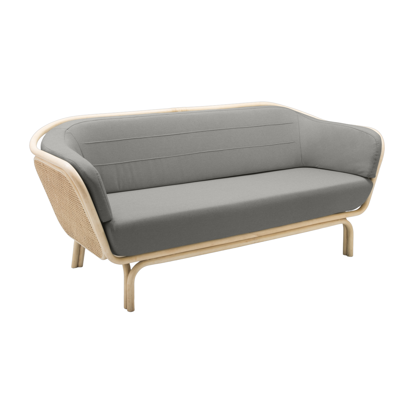 Sofa rotin and cannage mood grey 190cm Bôa - ORCHID EDITION
