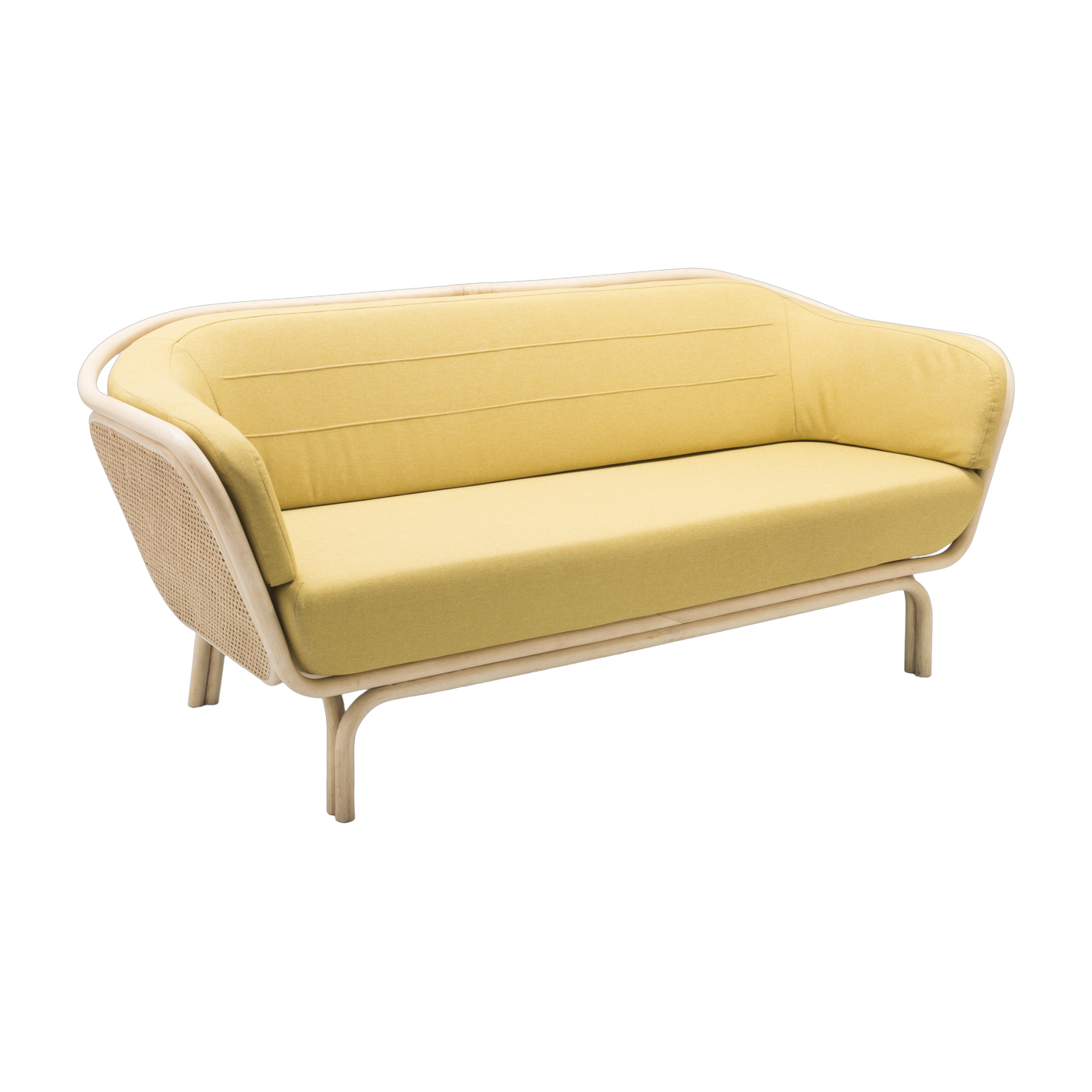 Sofa rotin and cannage mustard medley 190cm Bôa - ORCHID EDITION