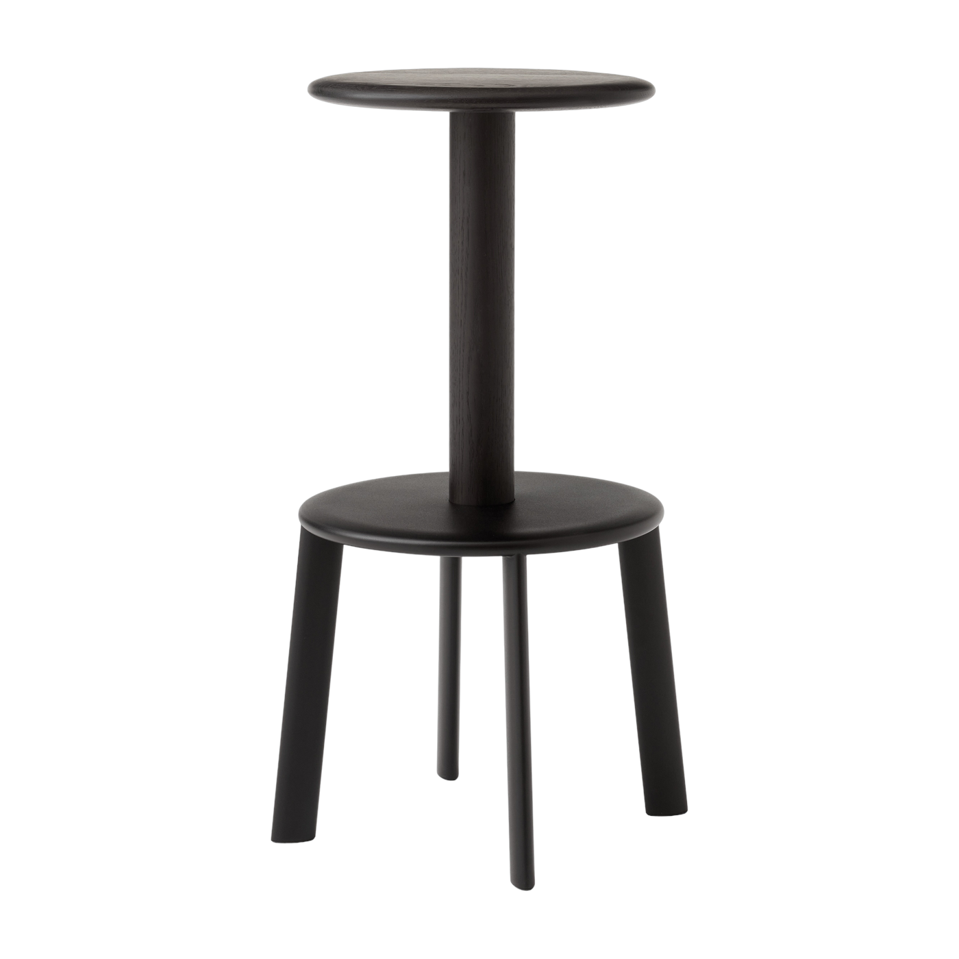 Tabouret de bar en chêne teinté foncé et noir chaleureux 75cm Massif AV40 - &tradition