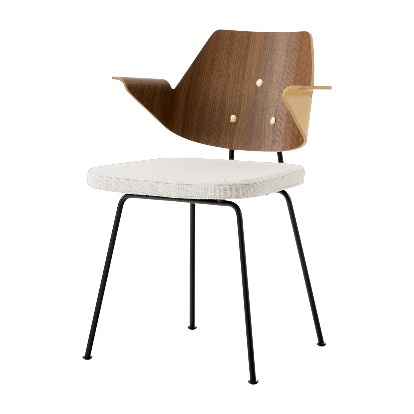 Chaise avec accoudoirs tissu hallingdal 103 et placage de noyer et hêtre 78cm RFH RD7 - &tradition