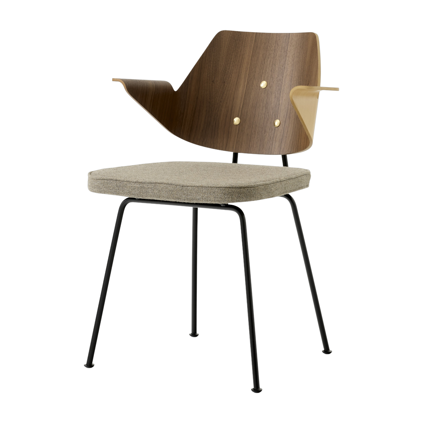 Chaise avec accoudoirs tissu hallingdal 227 et placage de noyer et hêtre 78cm RFH RD7 - &tradition