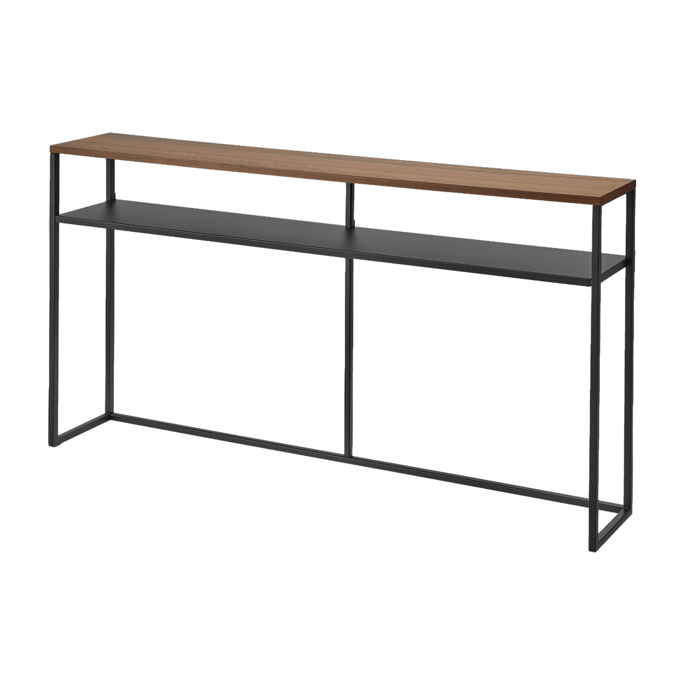 Console avec étagère en acier noir et bois 126x20,5x65cm - Yamazaki