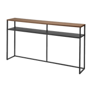 Consolle con ripiano in acciaio nero e legno 126x20, 5x65cm Yamazaki