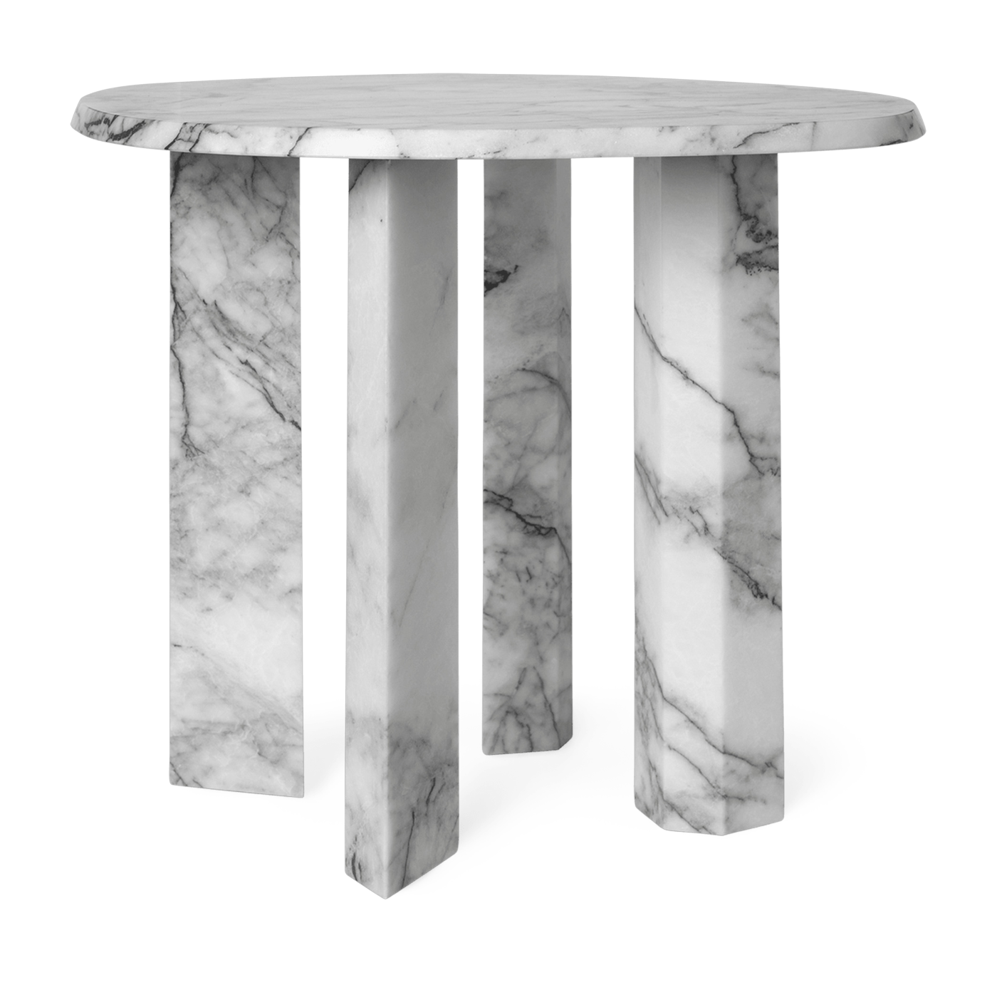 Side table in marbre white and charbon 54, 4x45cm Taula - Ferm Living