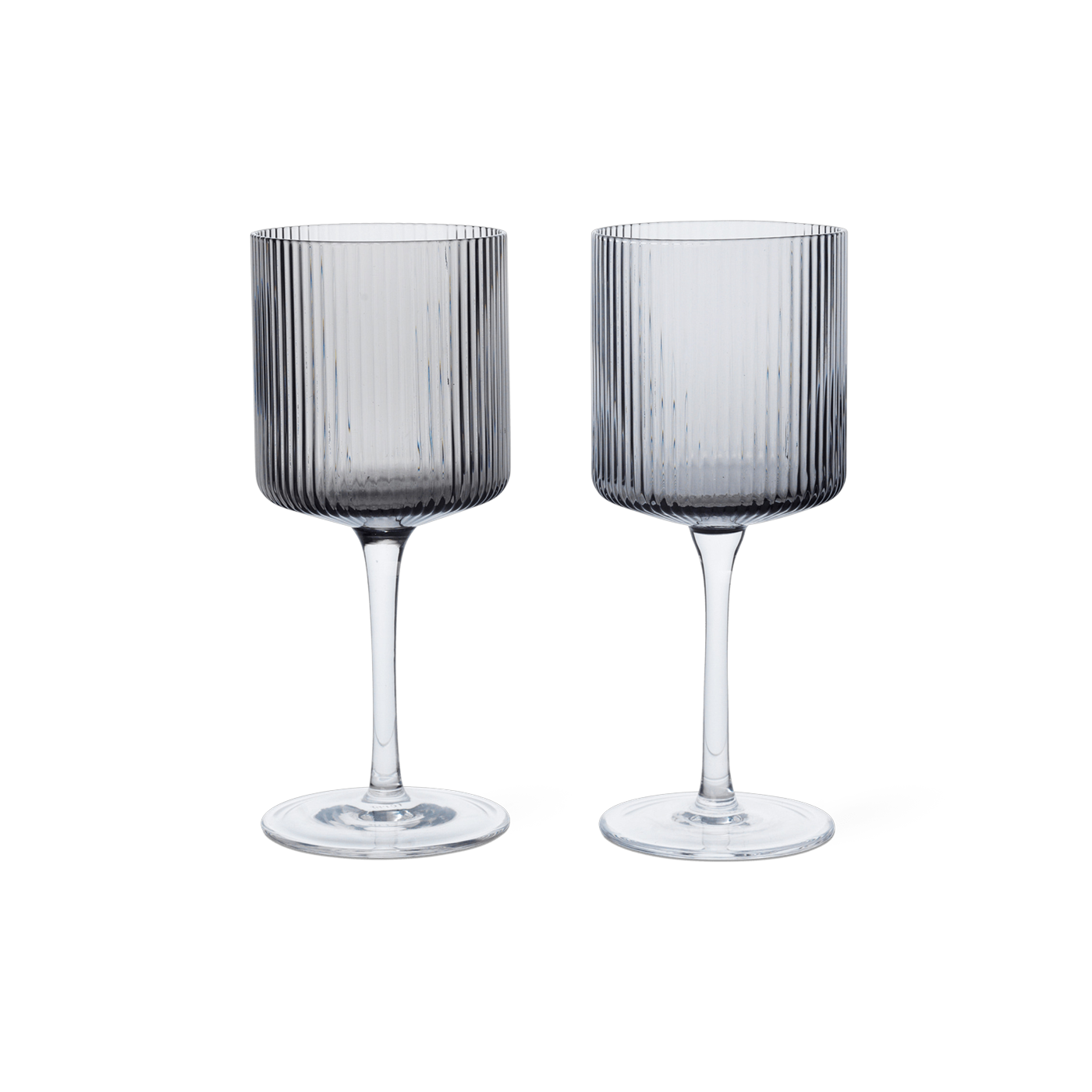 2 verres à vin blanc en verre gris fumé 7,2x16,8cm Ripple - Ferm Living