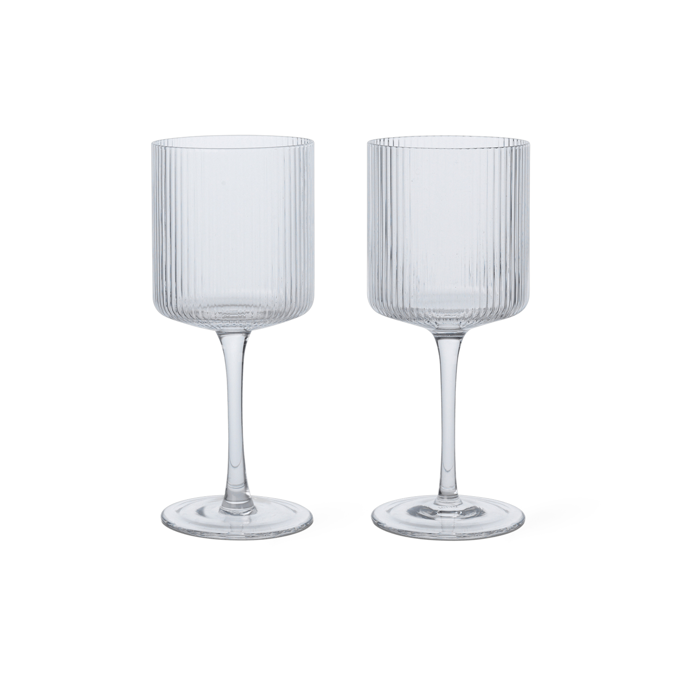 2 verres à vin blanc en verre transparent 7,2x16,8cm Ripple - Ferm Living