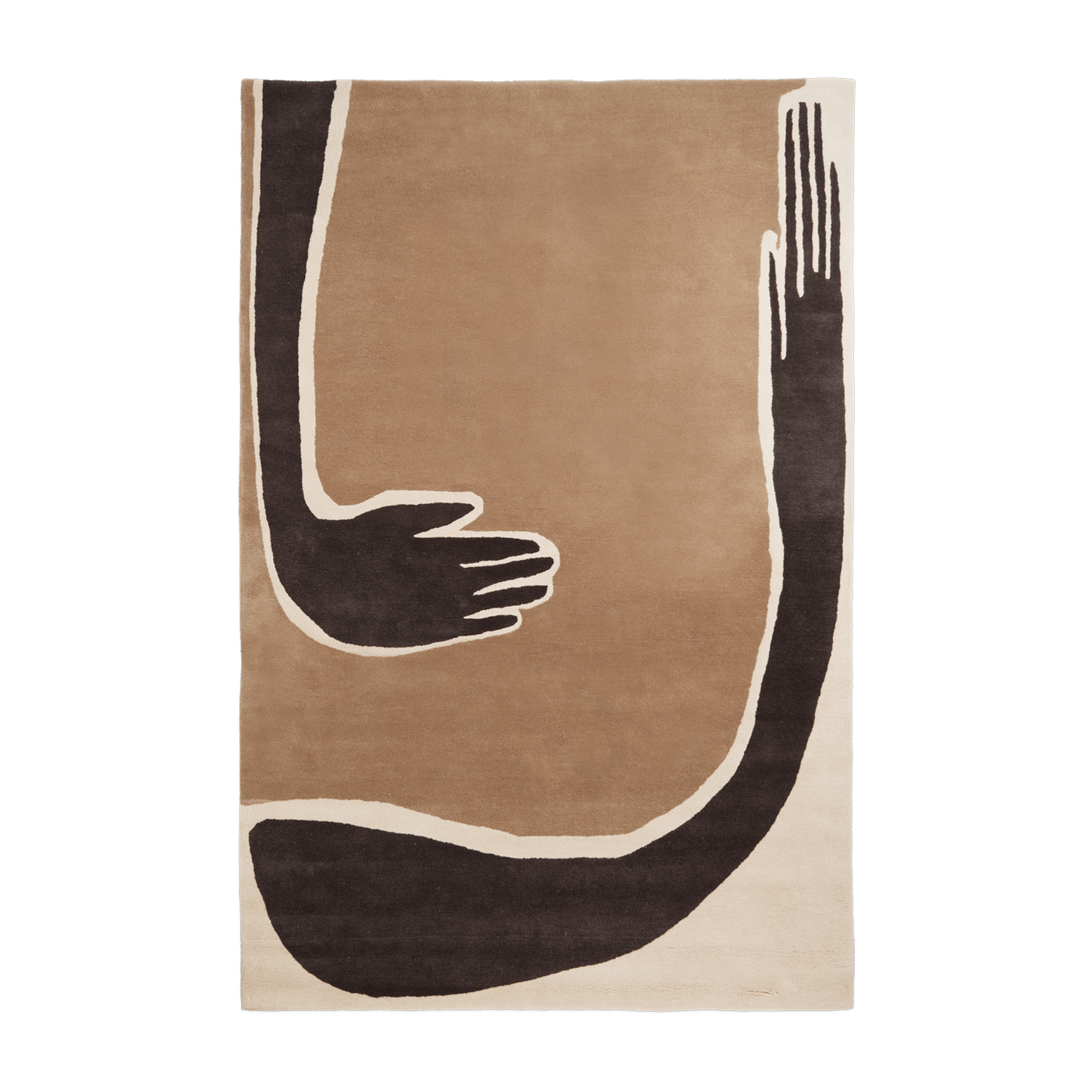 Dark coffee and off-white wool tufted rug 200x300cm Pose - Ferm Living