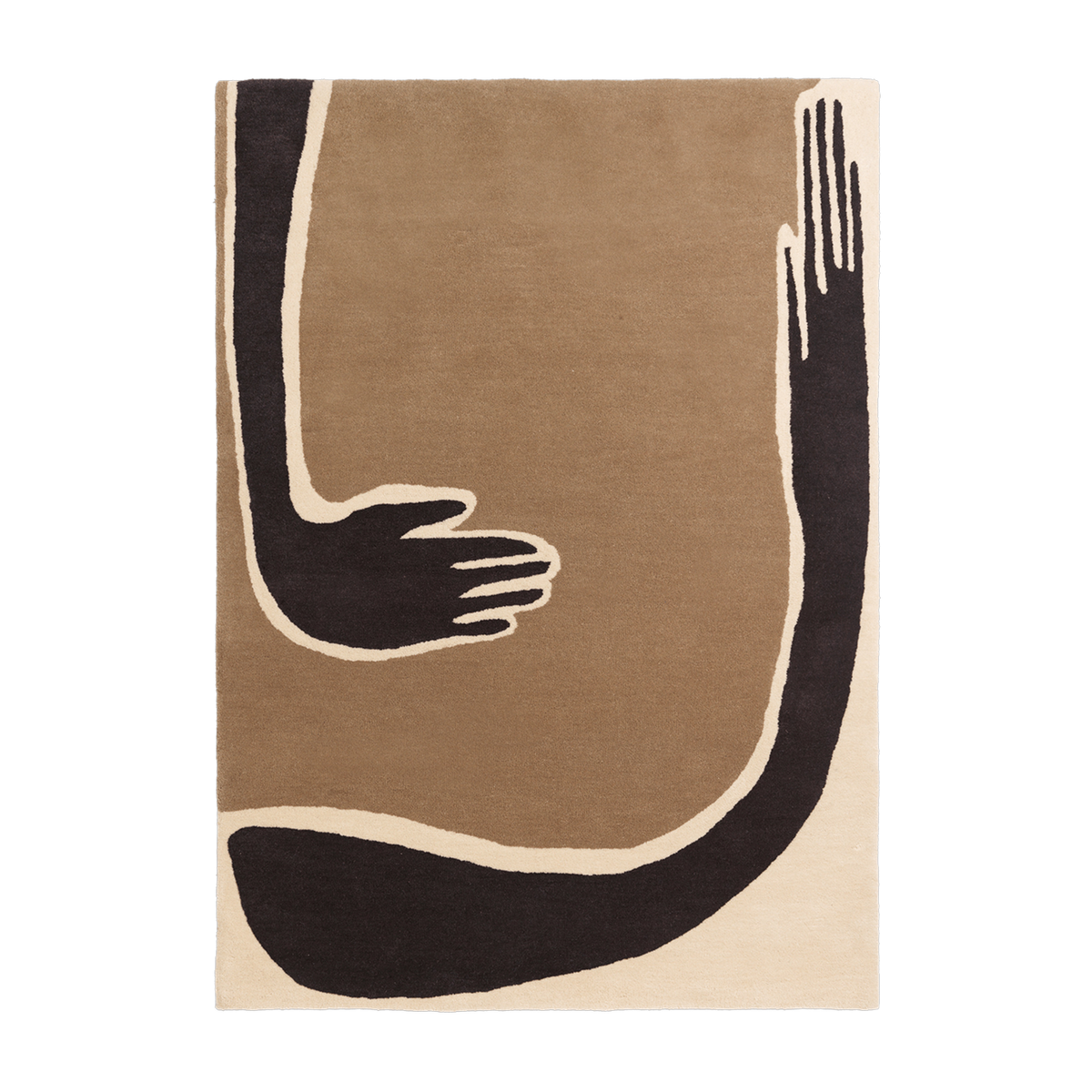 Dark coffee and off-white wool tufted rug 140x200cm Pose - Ferm Living