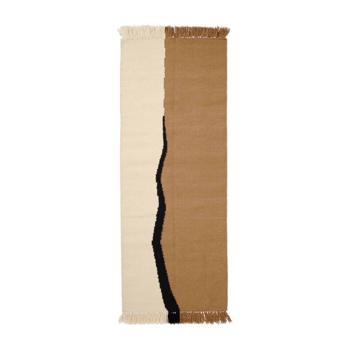 Dark sand and off-white wool rug 70x180cm Soil Kelim - Ferm Living