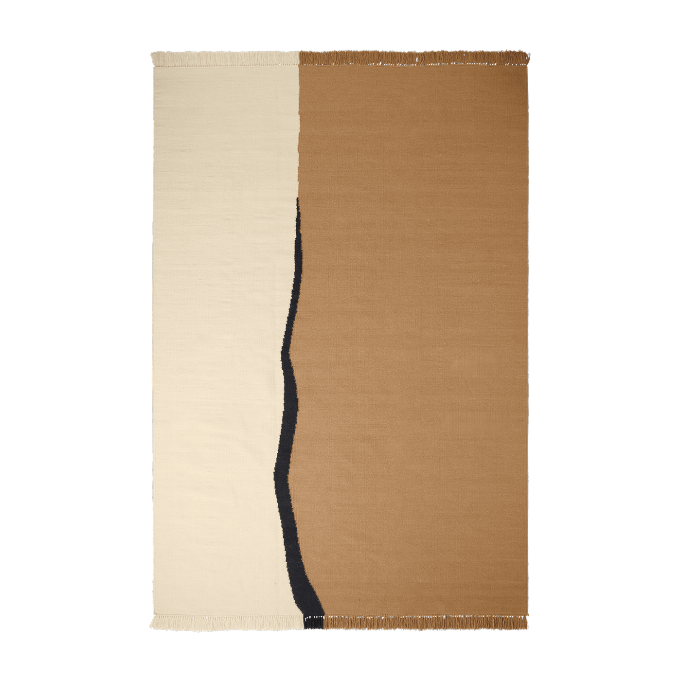 Dark sand and off-white wool rug 200x300cm Soil Kelim - Ferm Living