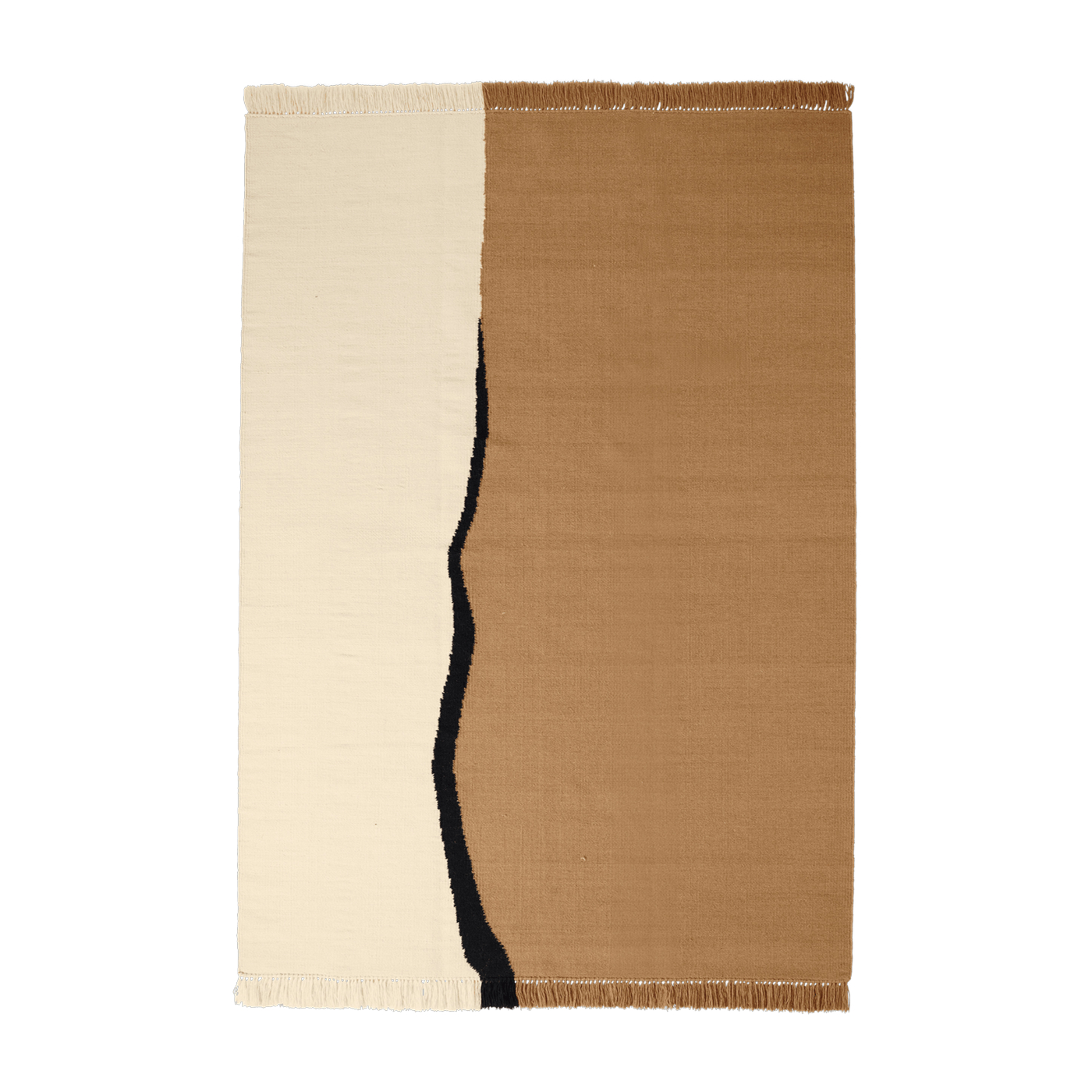 Dark sand and off-white wool rug 170x240cm Soil Kelim - Ferm Living