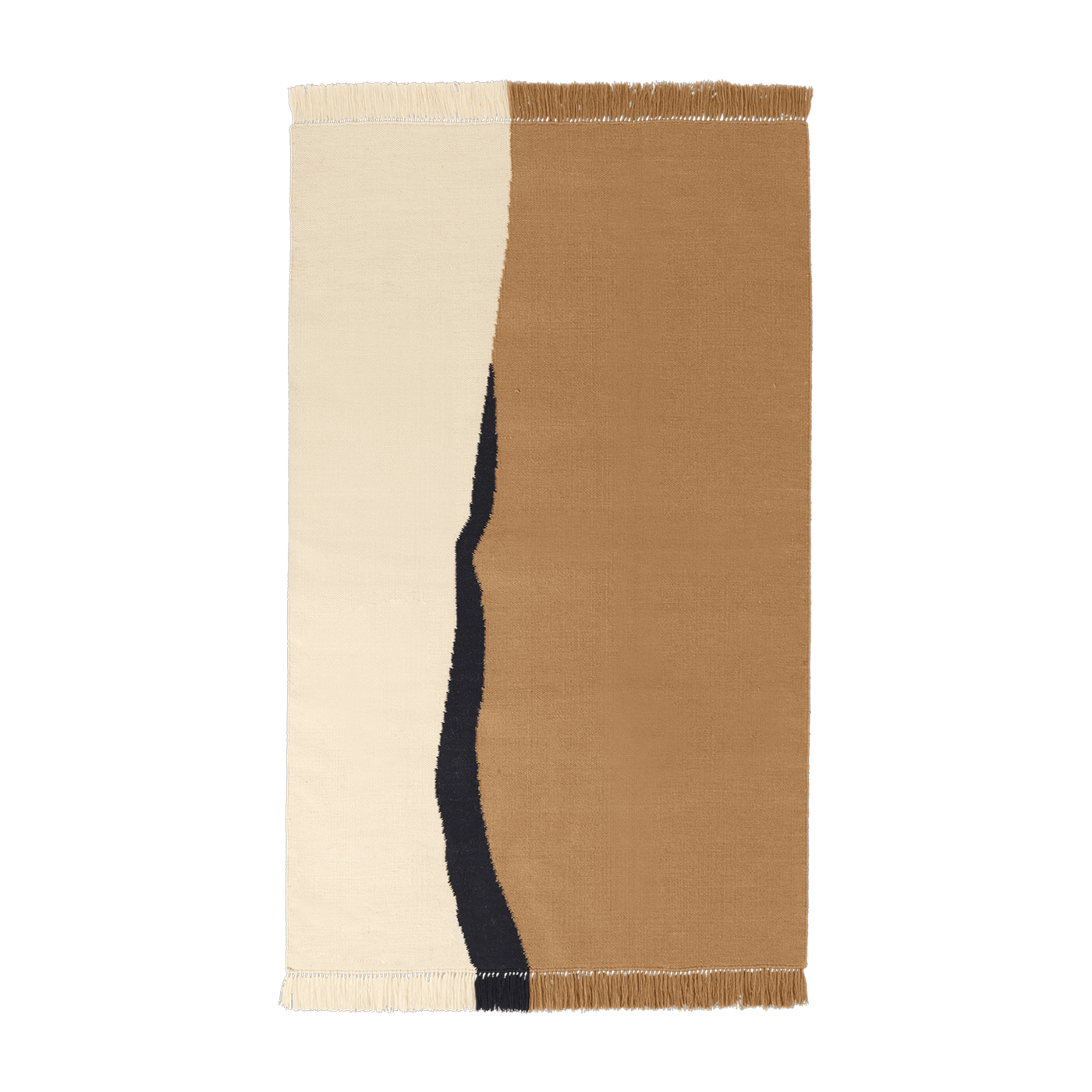 Dark sand and off-white wool rug 140x200cm Soil Kelim - Ferm Living