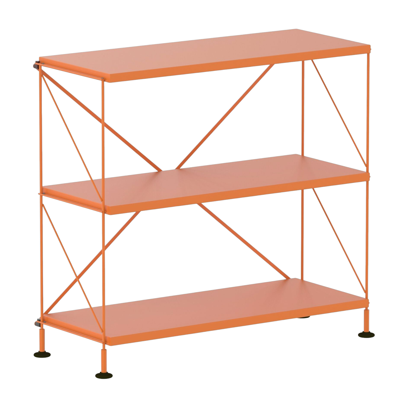 Etagère 3 niveaux sur pieds en acier laqué orange Tria Pack - Mobles 114
