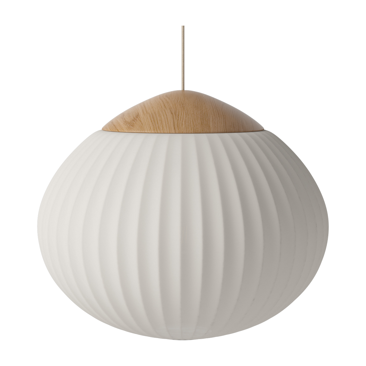 Lámpara de suspensión Acom de roble aceitado y tela marfil, 50 cm - Bolia