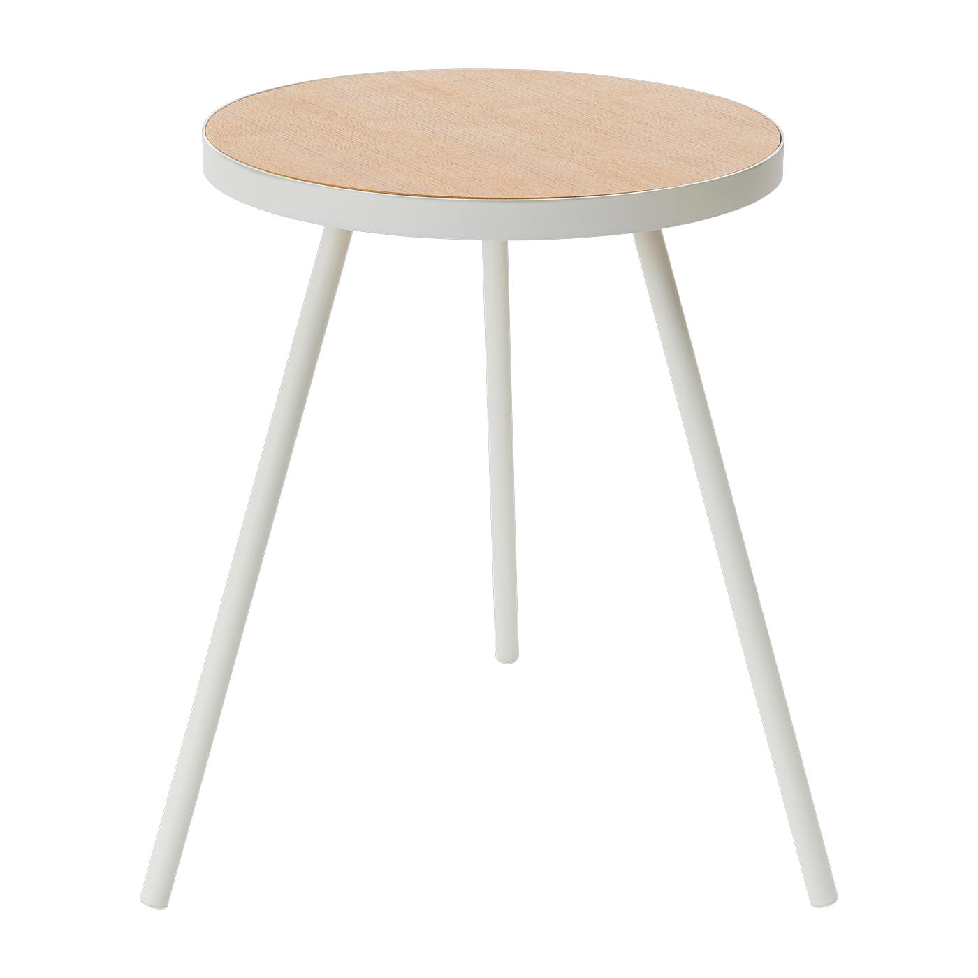 Side table ronde wood and steel white 50cm - Yamazaki