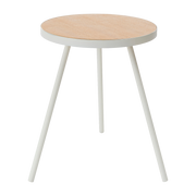 Table d'appoint ronde en bois et acier blanc 50cm - Yamazaki