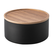 Aufbewahrungsbox mit Deckel ronde Holz und Stahl schwarz 22x11cm -. Yamazaki