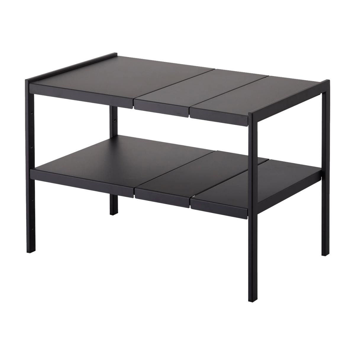 Ausziehbarer Organizer mit 2 Ebenen aus schwarzem Stahl 35cm - -. Yamazaki