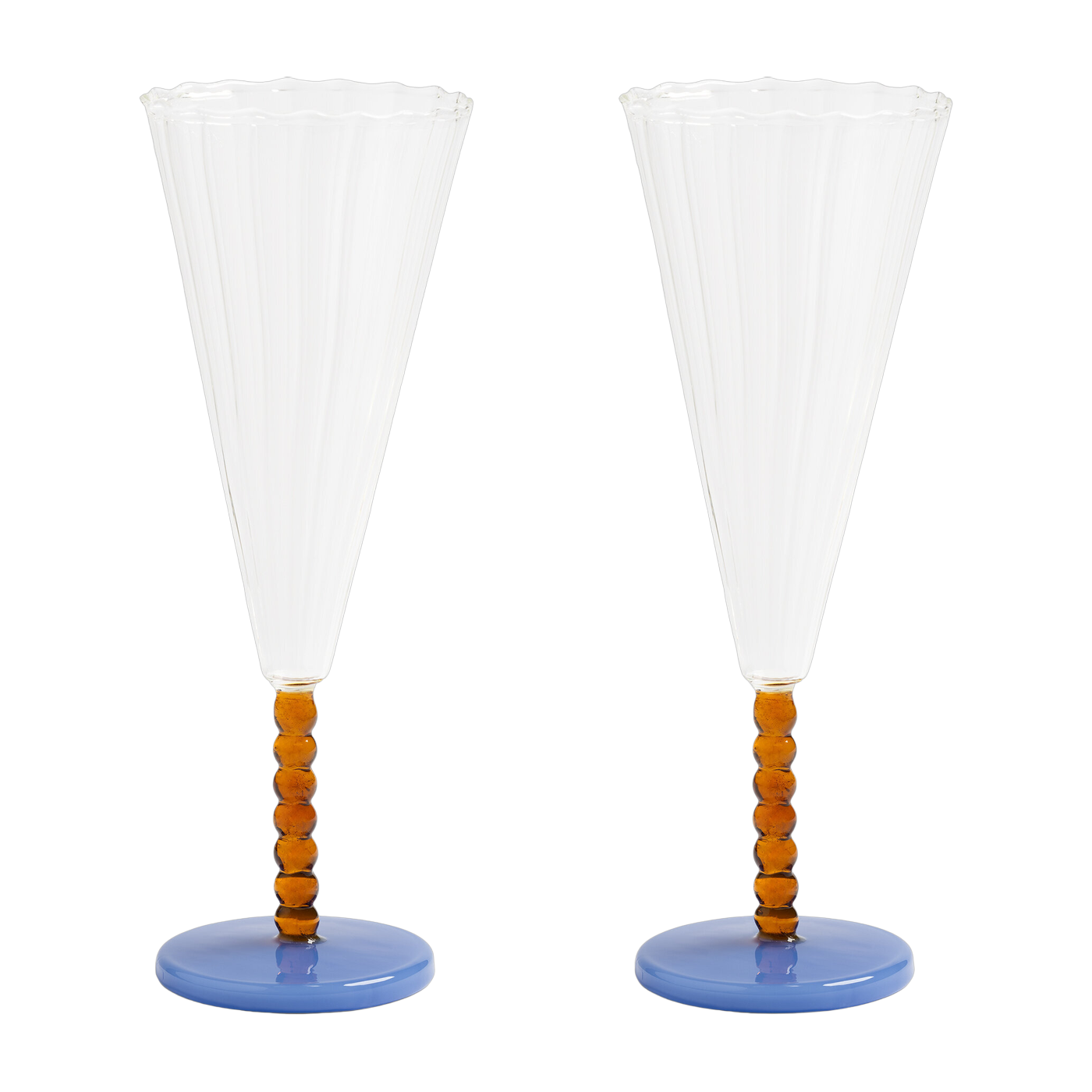 2 Flutes de champagne en verre ambre 18cl 21x7,5cm Perle - &Klevering