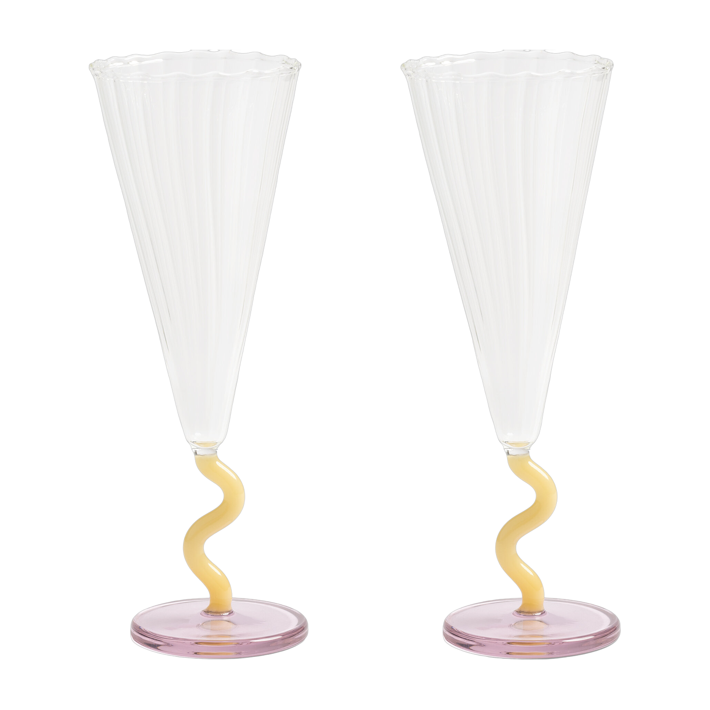 2 Flutes de champagne en verre caramel 18cl 21x7,5cm Curve - &Klevering