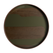 Plateau rond en verre sérigraphié vert et marron 61x4cm Second nature- ethnicraft accessories