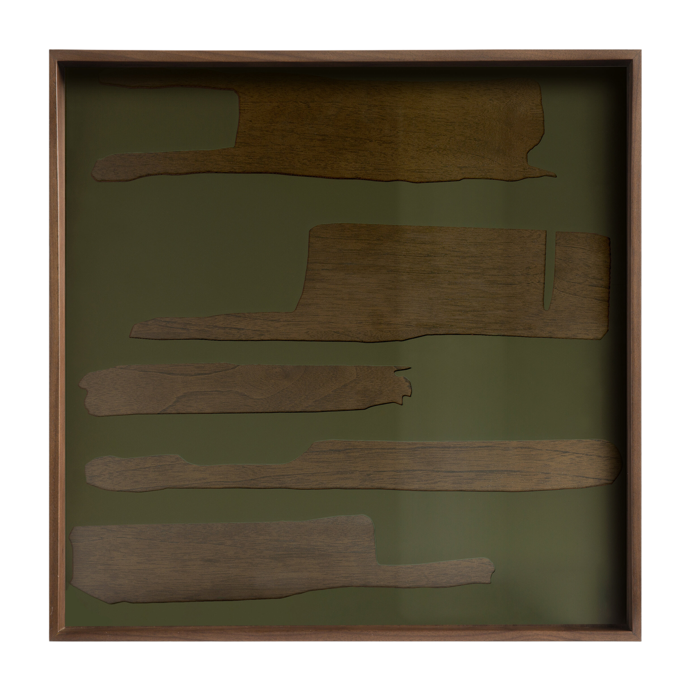 Square tray in green screen-printed glass and brown teak veneer 51x51cm - ethnicraft accessories