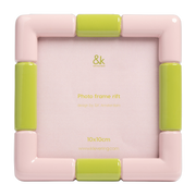 Green and pink polyresin square photo frame 13x13x1. 5cm Rift - &Klevering