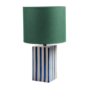 Lampe de table en grès rayé bleu et abat-jour vert 24x43cm Streak - &Klevering