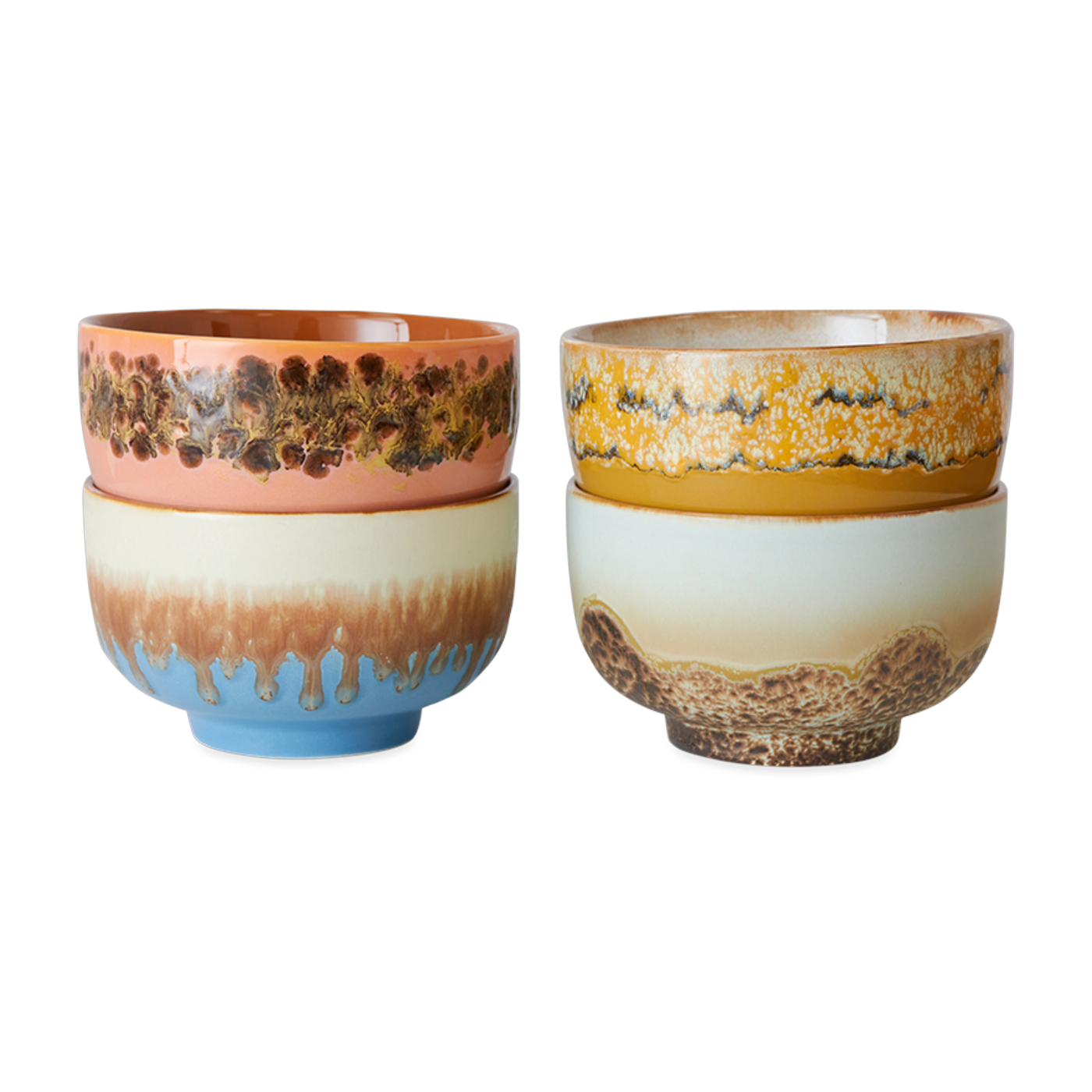 4 Tazones para fideos de gres multicolor 13, 5x8cm Seabreeze - HKLIVING