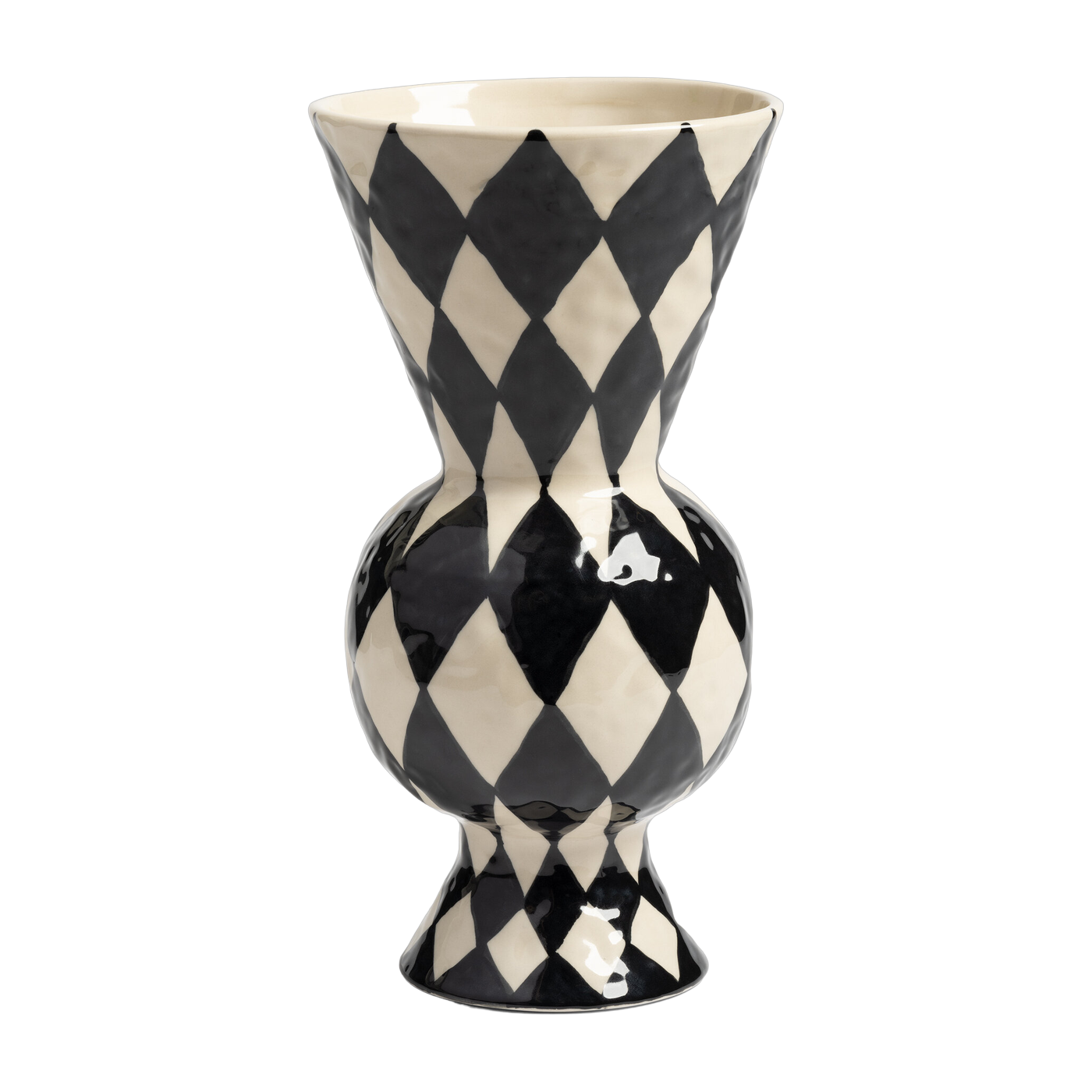 Vase aus Steingut schwarzes Schachbrettmuster 16x29, 5cm Rhombic - &Klevering