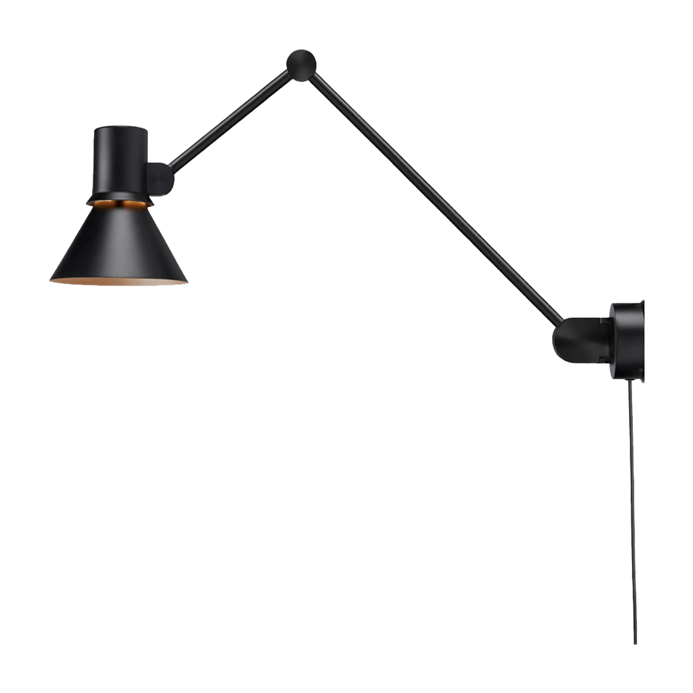 Aplique de pared con cable de aluminio negro 80cm Tipo 80 W3 - Anglepoise