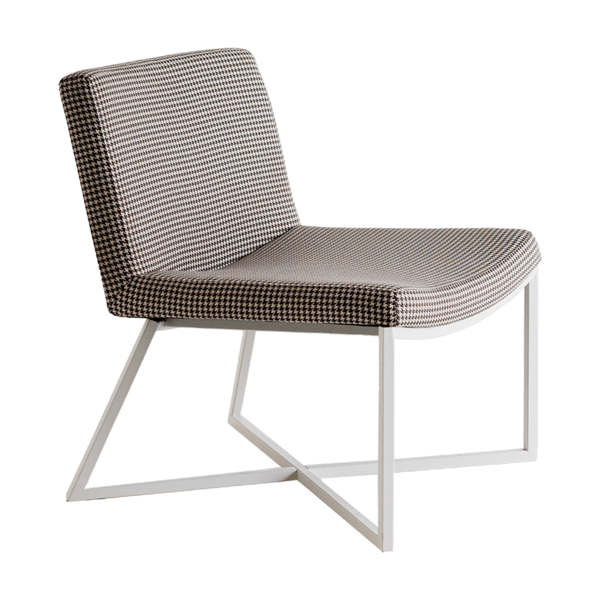 Sessel aus Metall und Hahnentrittstoff Zero - Custom form