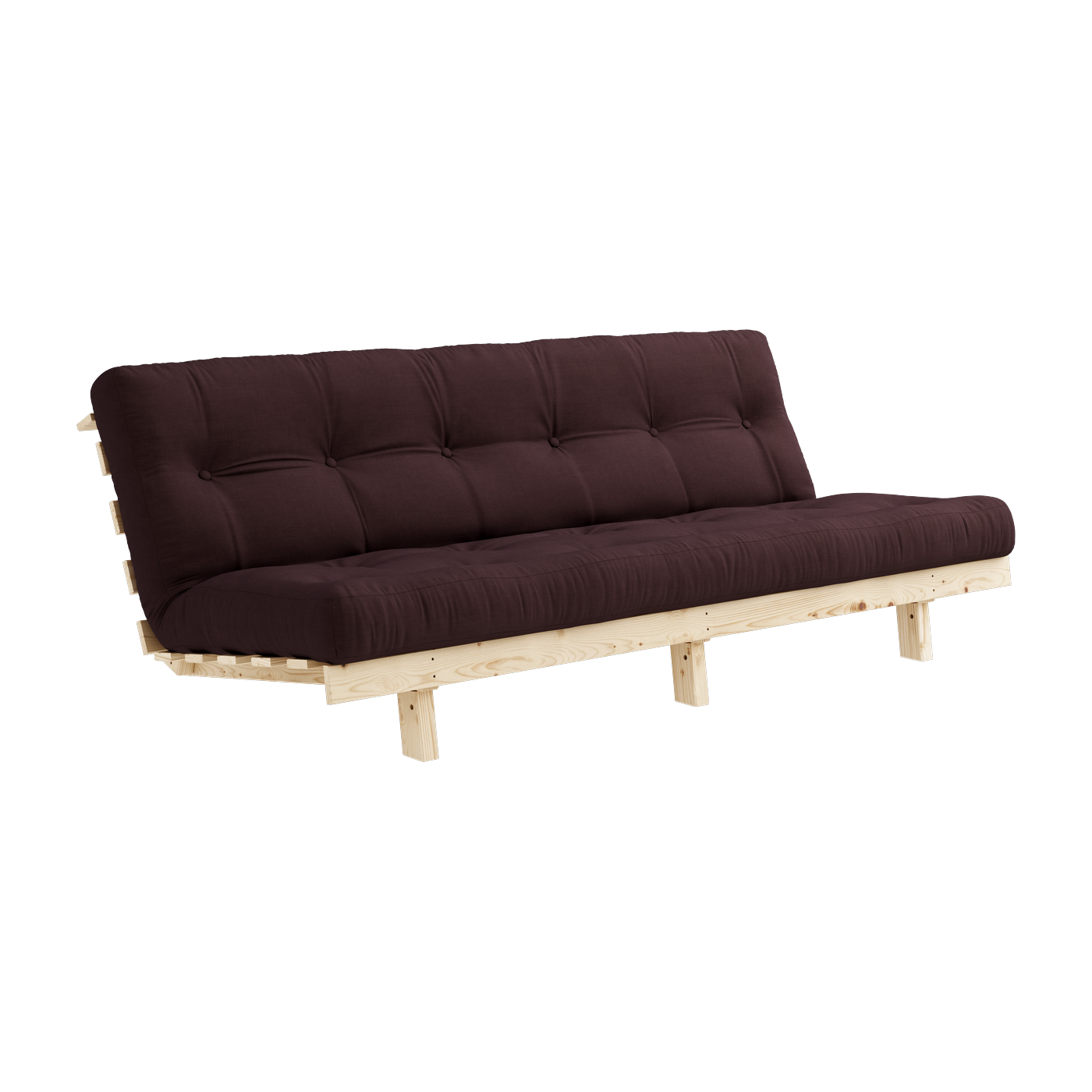 أريكة قابلة للتحويل من خشب الصنوبر مع مرتبة بنية 130x200 سم Lean - Karup Design