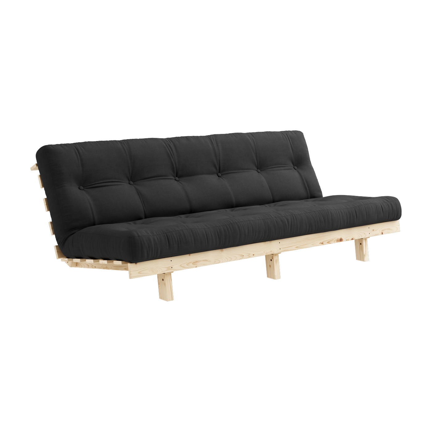 أريكة قابلة للتحويل من خشب الصنوبر مع مرتبة رمادية داكنة 130x200 سم Lean - Karup Design