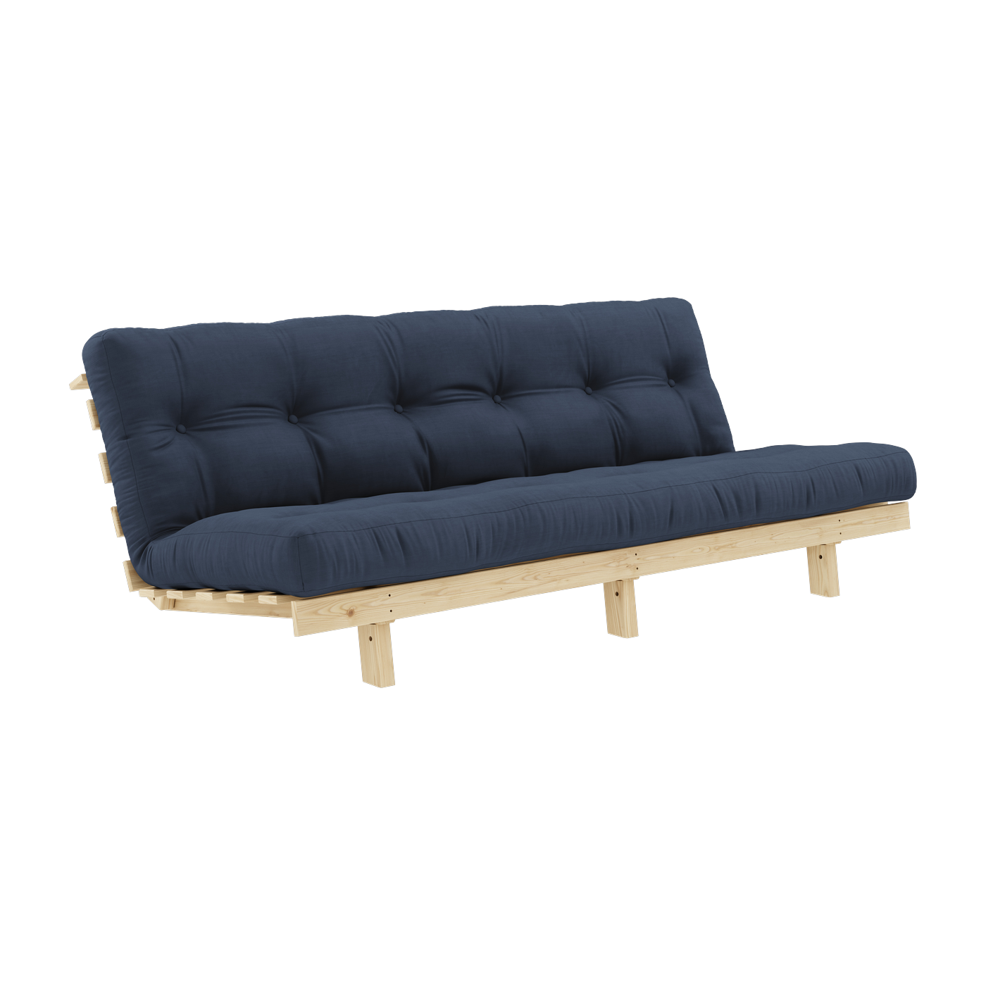 أريكة قابلة للتحويل من خشب الصنوبر مع مرتبة أزرق بحري 130x200 سم Lean - Karup Design