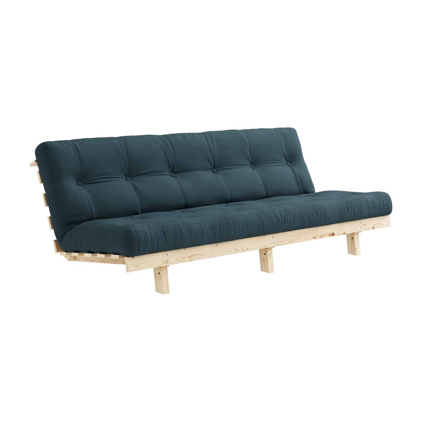 أريكة قابلة للتحويل من خشب الصنوبر مع مرتبة الأزرق البترولي 130x200cm Lean - Karup Design