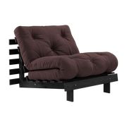Roots Sofá cama de pino lacado negro con colchón marrón 90x200cm 90 - Karup Design