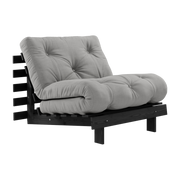 Convertible sofa in black lacquered pine and grey mattress 90x200cm Roots 90 - Karup Design